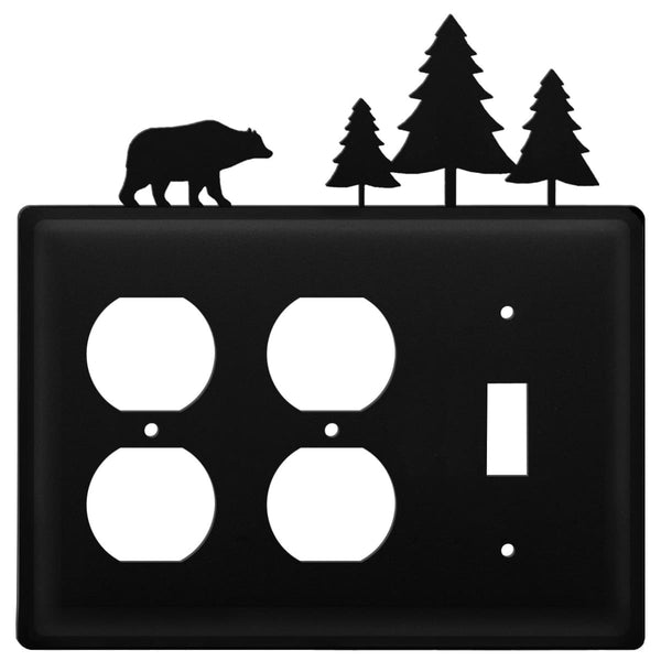 Wrought Iron Bear Pine Trees Double Outlet Switch Cover light switch covers lightswitch covers