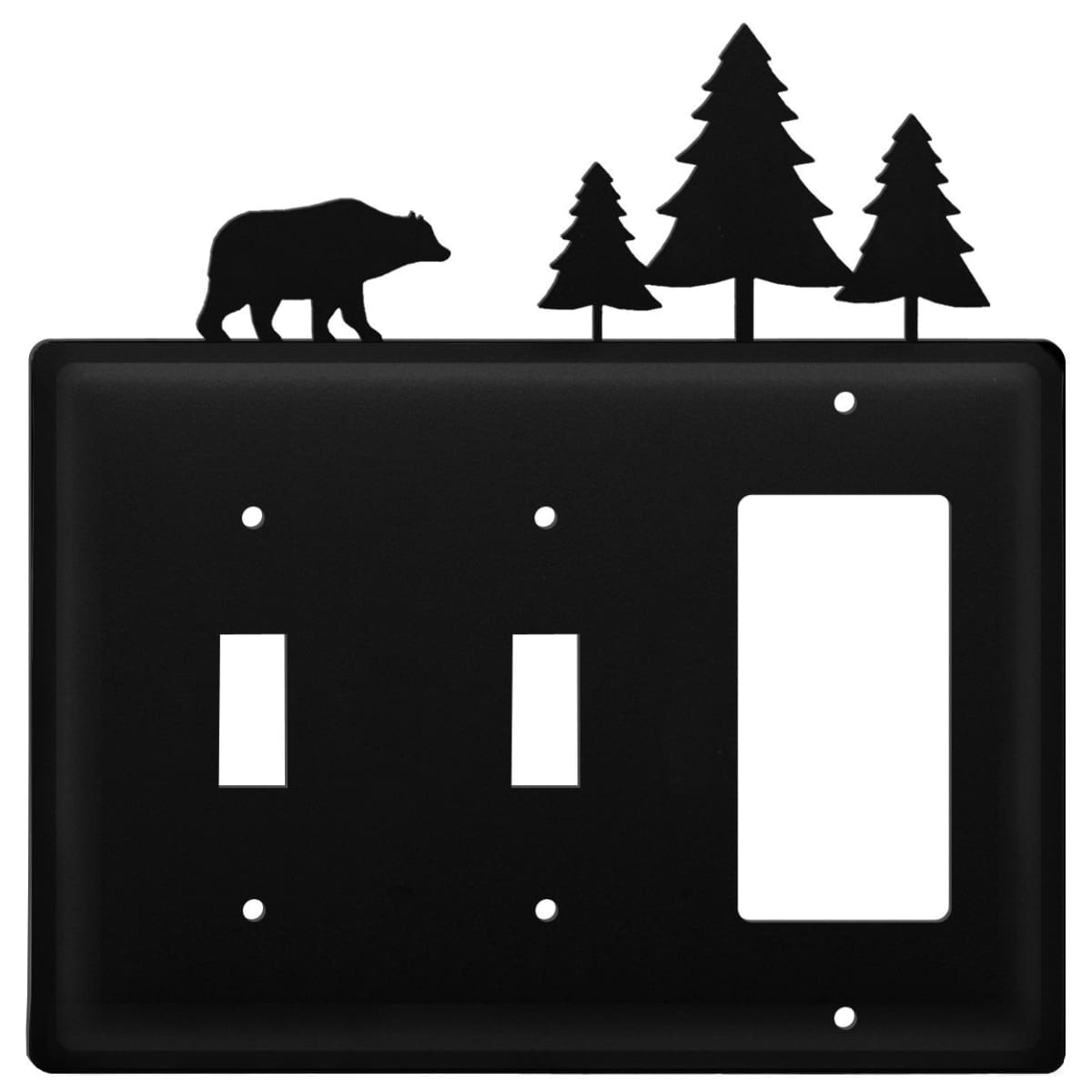 Wrought Iron Bear & Pine Trees Double Switch & GFCI new outlet cover Wrought Iron Bear & Pine Trees