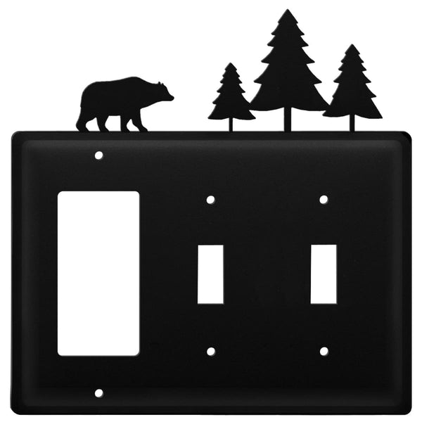 Wrought Iron Bear Pine Trees GFCI Double Switch Cover light switch covers lightswitch covers outlet
