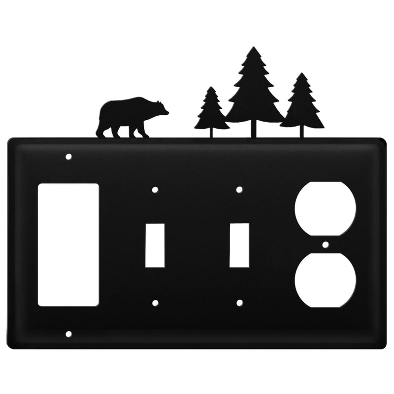 Wrought Iron Bear Pine Trees GFCI Double Switch Outlet Cover light switch covers lightswitch covers