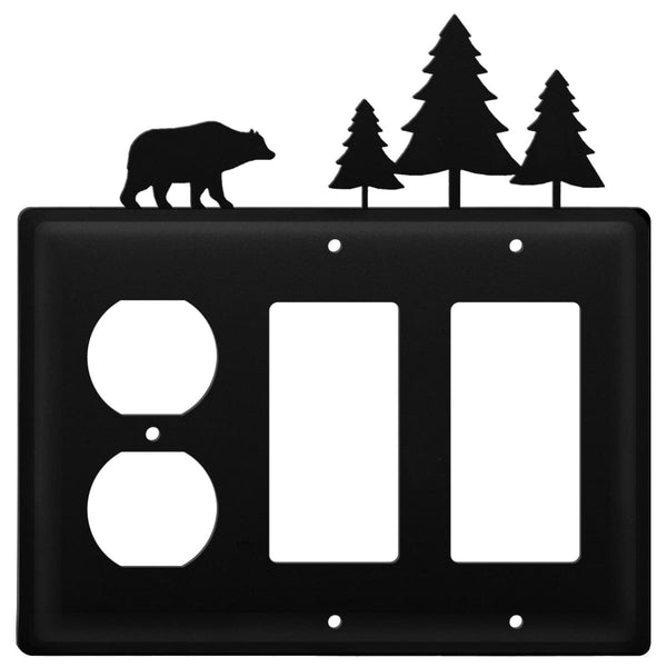 Wrought Iron Bear Pine Trees Outlet Cover & Double GFCI light switch covers lightswitch covers