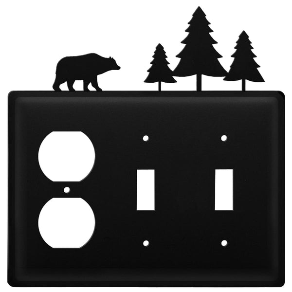 Wrought Iron Bear Pine Trees Outlet Double Switch Cover light switch covers lightswitch covers