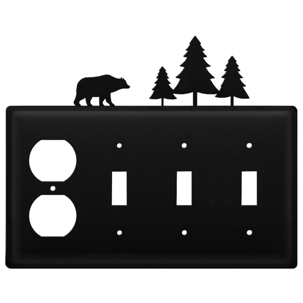 Wrought Iron Bear Pine Trees Outlet Triple Switch Cover light switch covers lightswitch covers