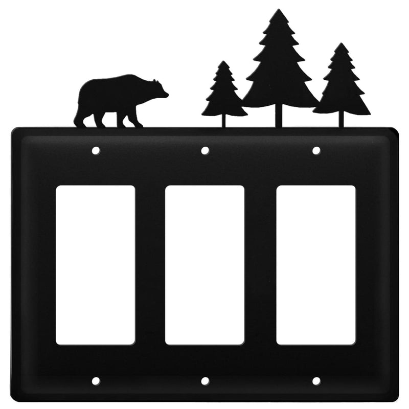 Wrought Iron Bear & Pine Trees Triple GFCI Cover light switch covers lightswitch covers outlet cover