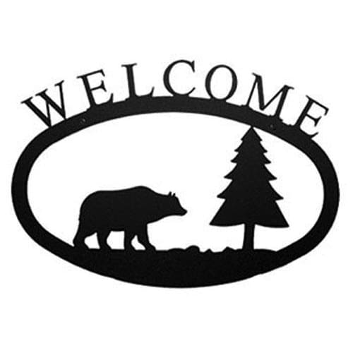 Wrought Iron Bear & Pine Welcome Home Sign Large door signs featured outdoor signs welcome home sign