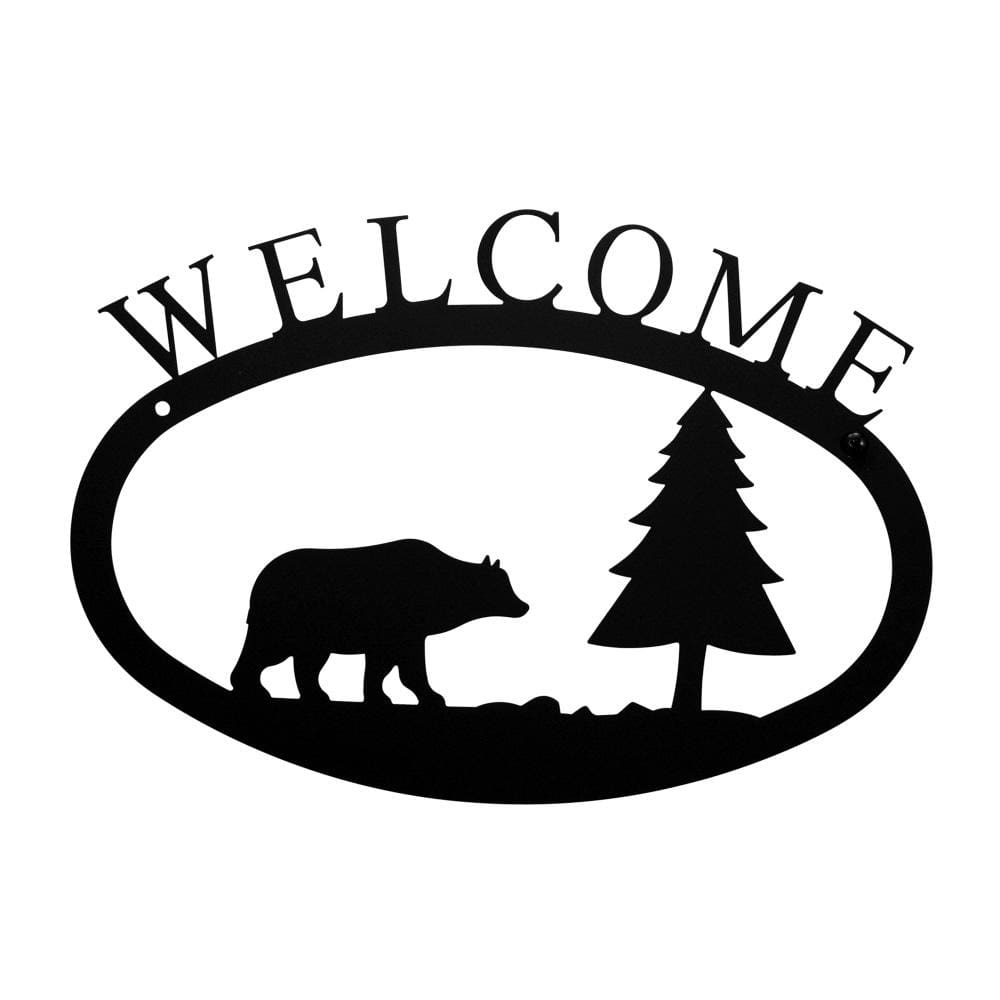 Wrought Iron Bear & Pine Welcome Home Sign Small door signs outdoor signs welcome home sign welcome