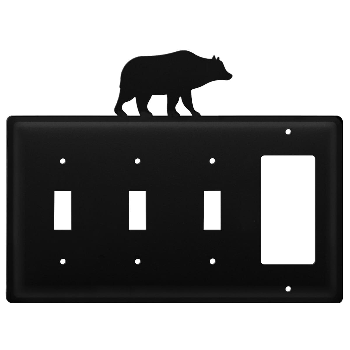 Wrought iron bear triple switch and GFCI outlet cover