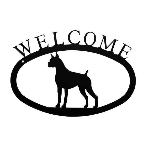 Wrought Iron Boxer Dog Welcome Home Sign Small door signs outdoor signs welcome home sign welcome