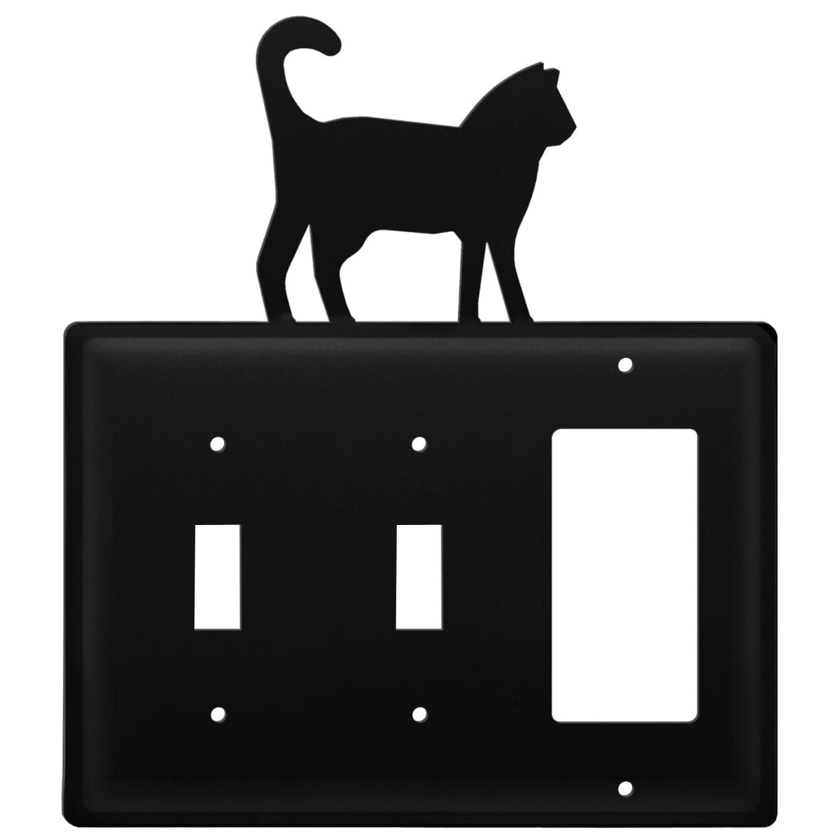 Wrought iron cat double switch and GFCI outlet cover