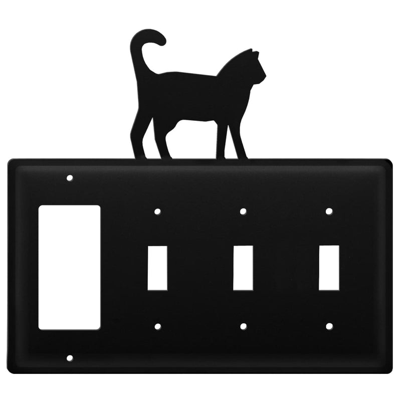 Wrought Iron Cat GFCI Triple Switch Cover light switch covers lightswitch covers outlet cover switch