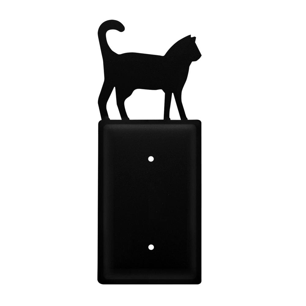 Wrought iron cat single blank outlet cover