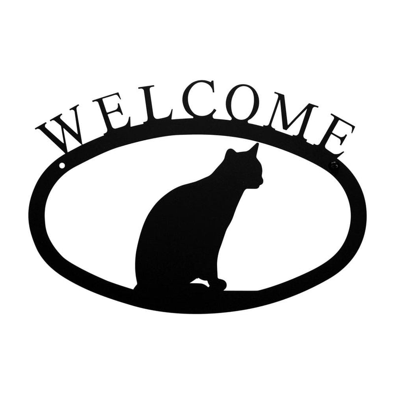 Wrought Iron Cat Sitting Welcome Home Sign Small door signs outdoor signs welcome home sign welcome