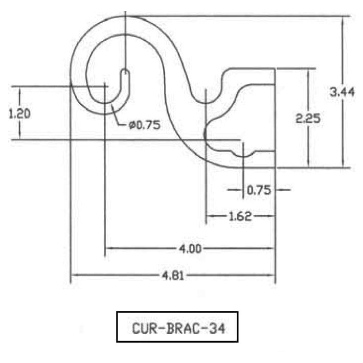 Wrought Iron Center Support Bracket For Up to Three .75 Inch Rods