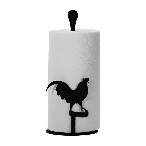 Wrought Iron Rooster Horizontal Wall Paper Towel Holder