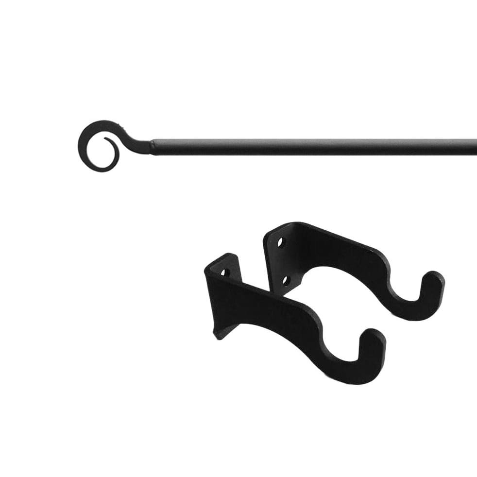 Wrought iron metal curl curtain rod with brackets