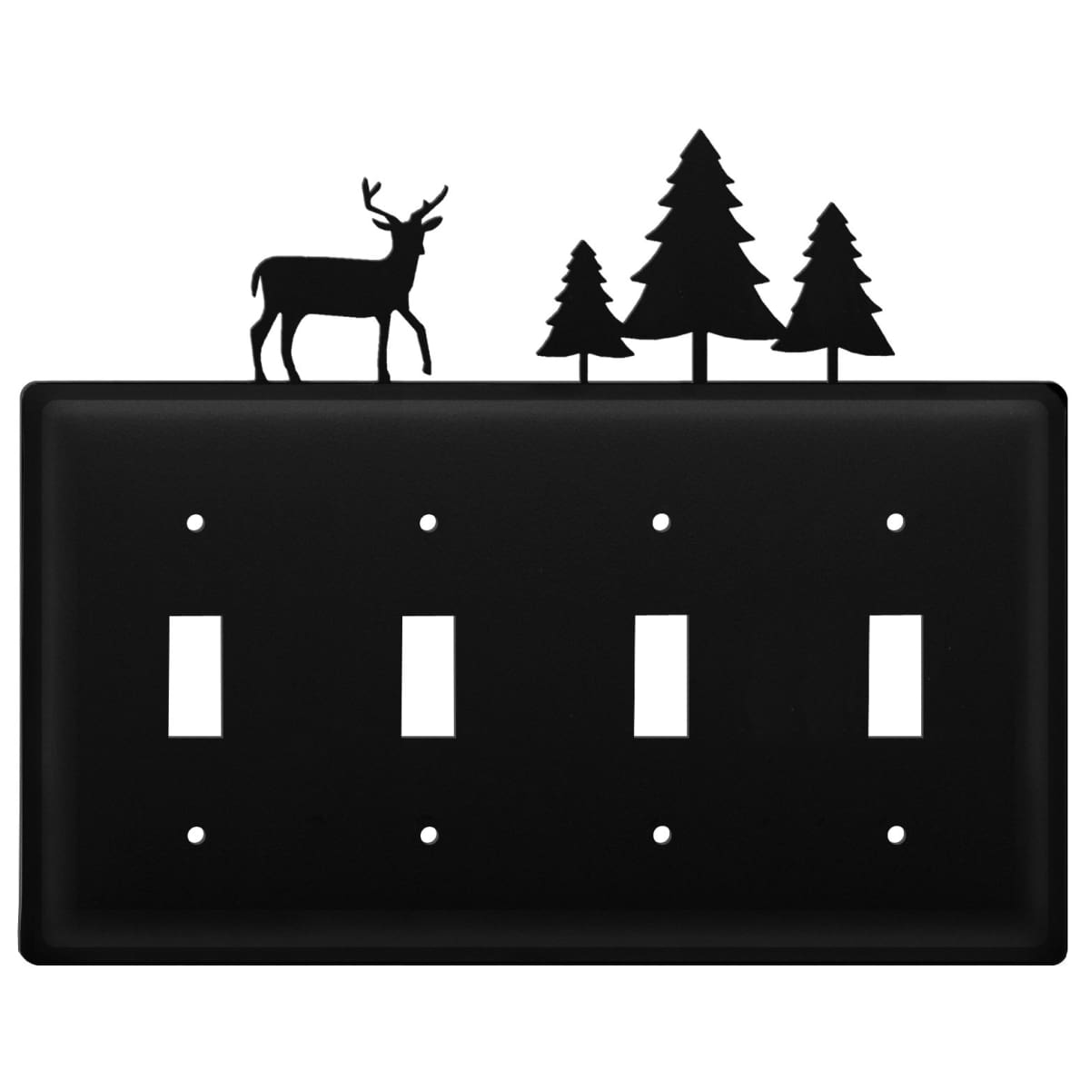 Wrought Iron Deer & Pine Quad Switch Cover light switch covers lightswitch covers outlet cover