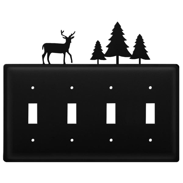 Wrought Iron Deer & Pine Quad Switch Cover light switch covers lightswitch covers outlet cover