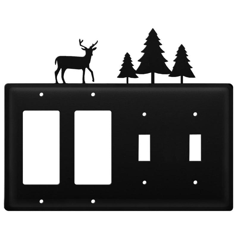 Wrought Iron Deer & Pine Trees Double GFCI Double Switch Cover light switch covers lightswitch