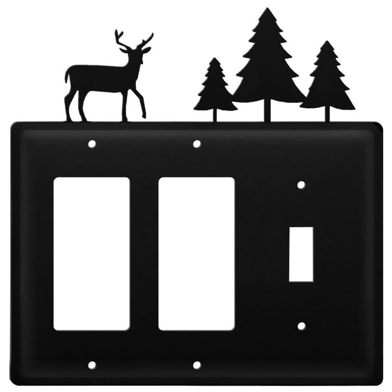 Wrought Iron Deer & Pine Trees Double GFCI Switch Cover light switch covers lightswitch covers