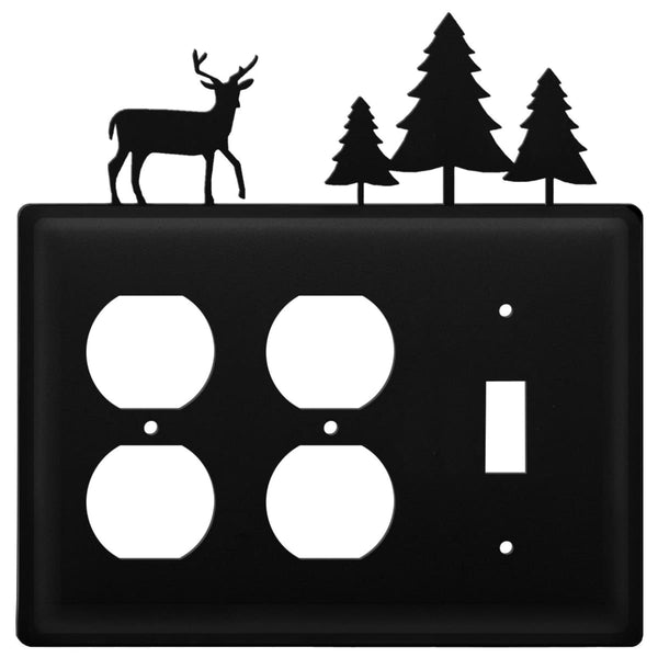 Wrought Iron Deer Pine Trees Double Outlet Switch Cover light switch covers lightswitch covers