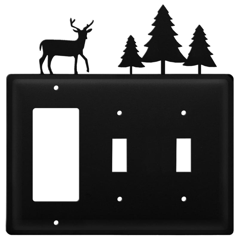 Wrought Iron Deer Pine Trees GFCI Double Switch Cover light switch covers lightswitch covers outlet