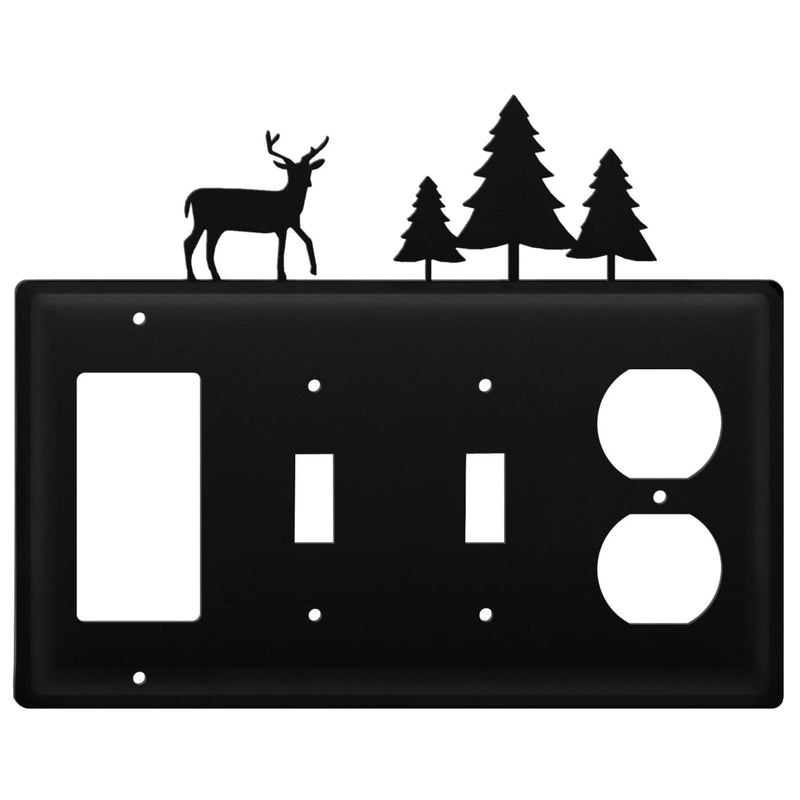 Wrought Iron Deer Pine Trees GFCI Double Switch Outlet Cover light switch covers lightswitch covers