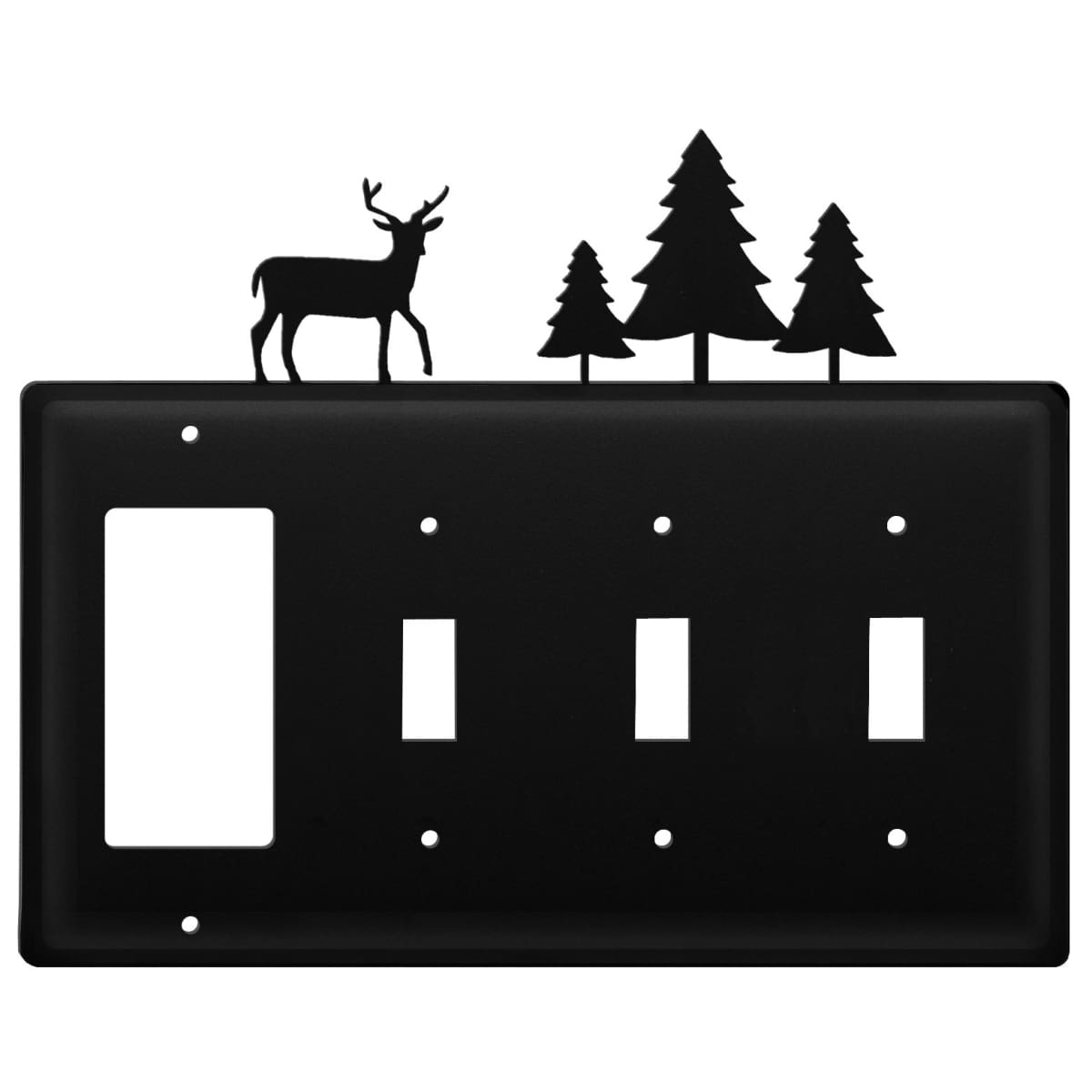 Wrought Iron Deer Pine Trees GFCI Triple Switch Cover light switch covers lightswitch covers outlet