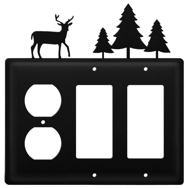 Wrought Iron Deer Pine Trees Outlet Cover & Double GFCI light switch covers lightswitch covers