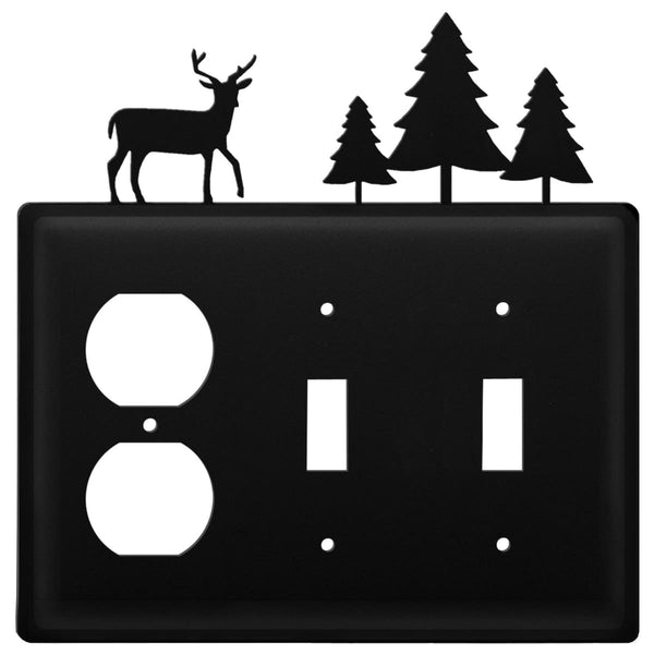 Wrought Iron Deer Pine Trees Outlet Double Switch Cover light switch covers lightswitch covers