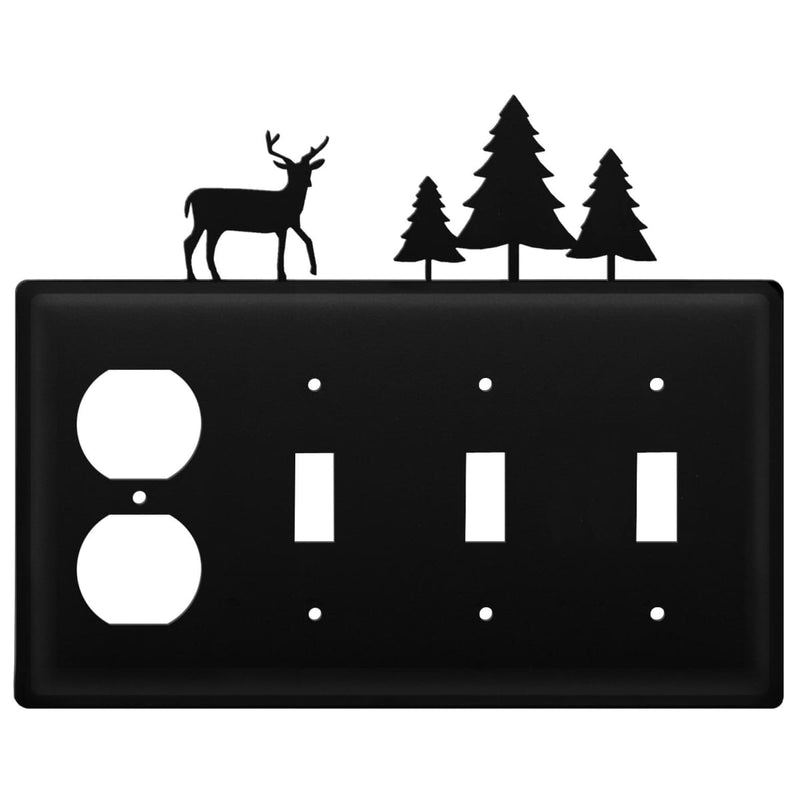Wrought Iron Deer Pine Trees Outlet Triple Switch Cover light switch covers lightswitch covers