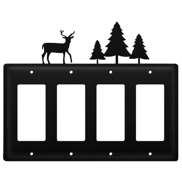 Wrought Iron Deer & Pine Trees Quad GFCI Cover light switch covers lightswitch covers outlet cover