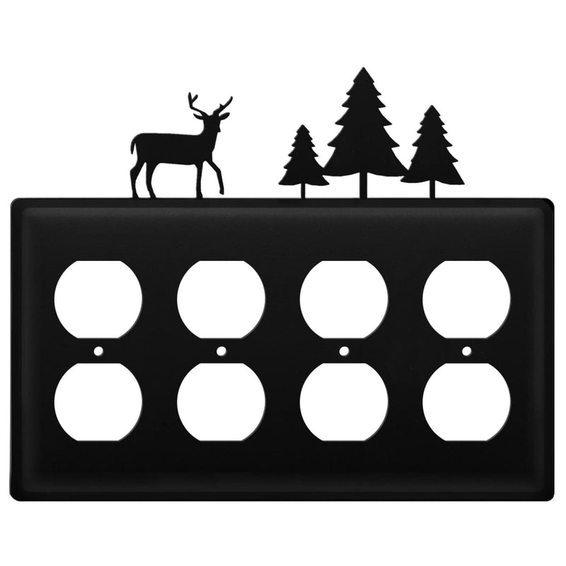 Wrought Iron Deer Pine Trees Quad Outlet Cover light switch covers lightswitch covers outlet cover