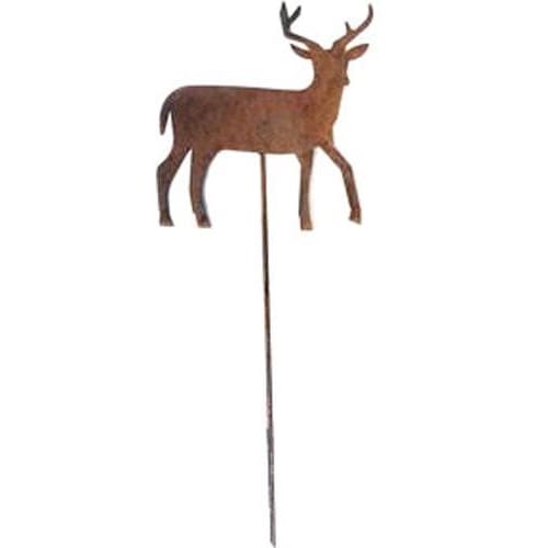 Wrought Iron Deer Rusted Garden Stake 35 In garden art garden decor garden ornaments garden stake