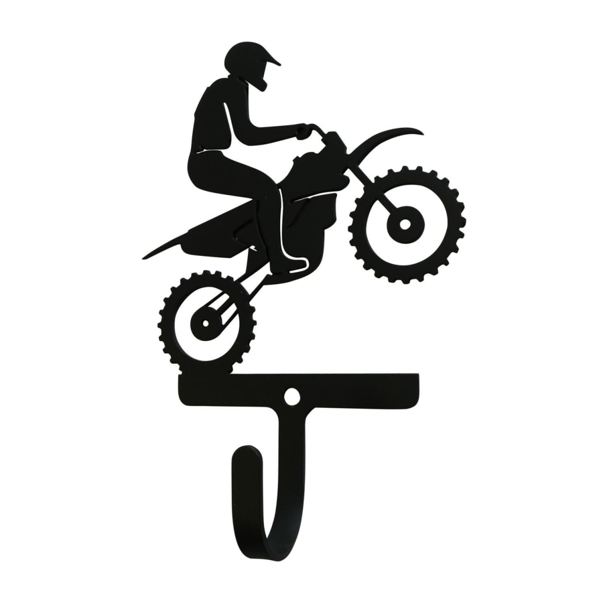 Wrought iron dirt bike wall hook, decorative and small