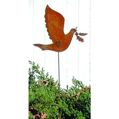 Wrought Iron Dove Rusted Garden Stake 35 Inches garden art garden decor garden ornaments garden