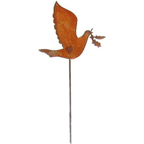 Wrought Iron Dove Rusted Garden Stake 35 Inches garden art garden decor garden ornaments garden