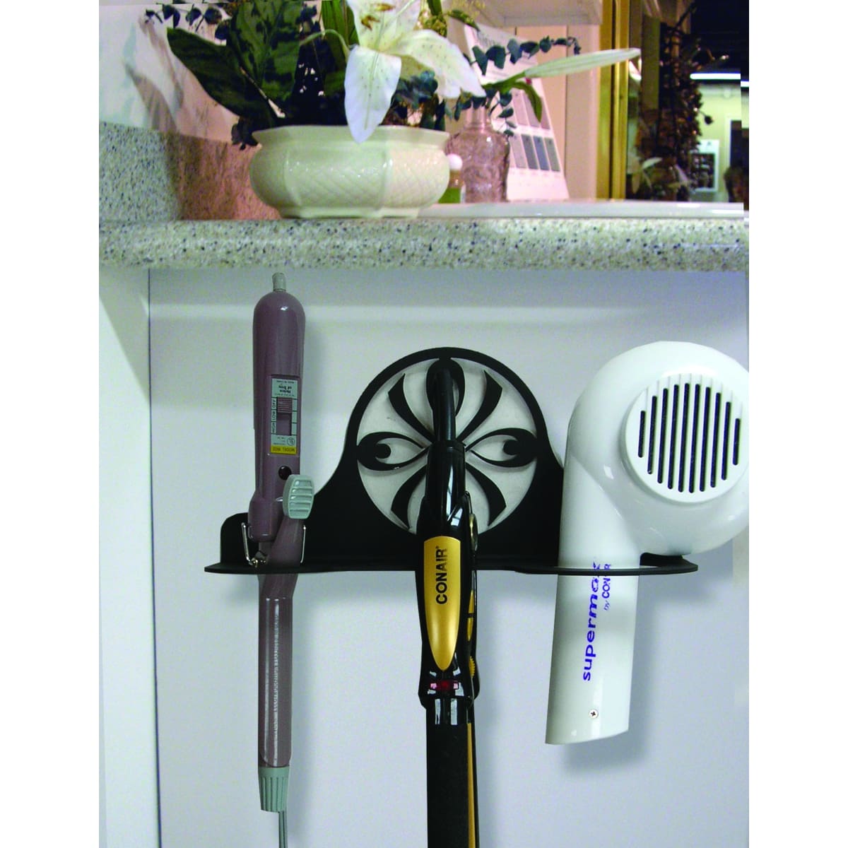 Wrought Iron Fleur-de-lis Hair Dryer Holder Rack dryer rack hair dryer hair dryer holder hair dryer