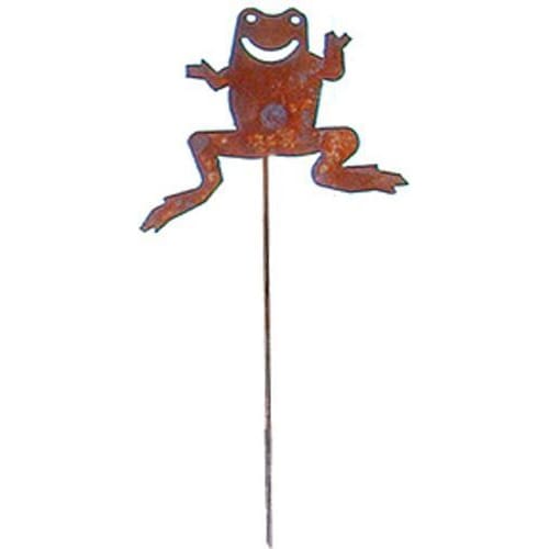 Wrought Iron Frog Rusted Garden Stake 35 Inches garden art garden decor garden ornaments garden