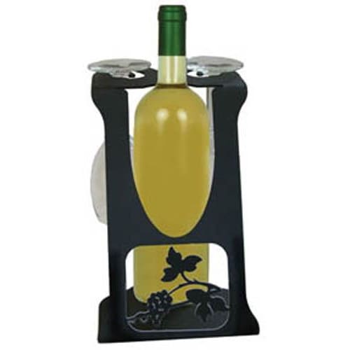 Wrought Iron Grapevine 2 Wine Glass Caddy wine bottle and glass holder wine bottle holder wine glass
