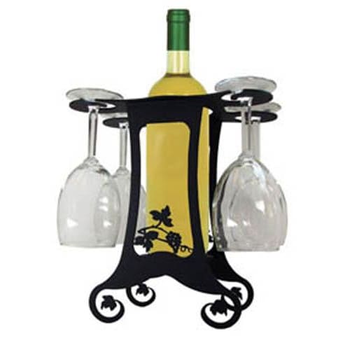 Wrought Iron Grapevine 4 Wine Glass Caddy wine bottle and glass holder wine bottle holder wine glass