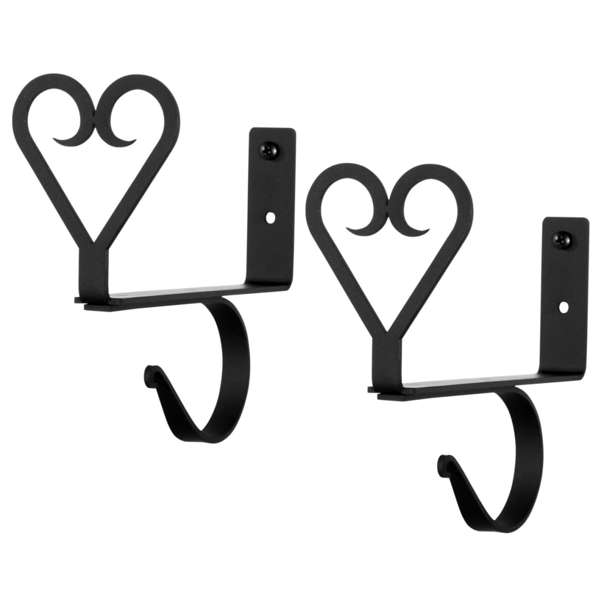 Wrought Iron Heart Curtain Rod & Shelf Brackets Set curtain rod shelf bracket floating shelves shelf