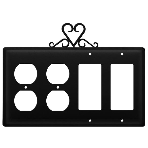 Wrought Iron Heart Double Outlet Double GFCI Cover light switch covers lightswitch covers outlet