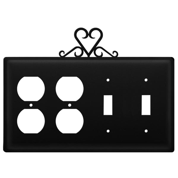 Wrought Iron Heart Double Outlet Double Switch Cover light switch covers lightswitch covers outlet