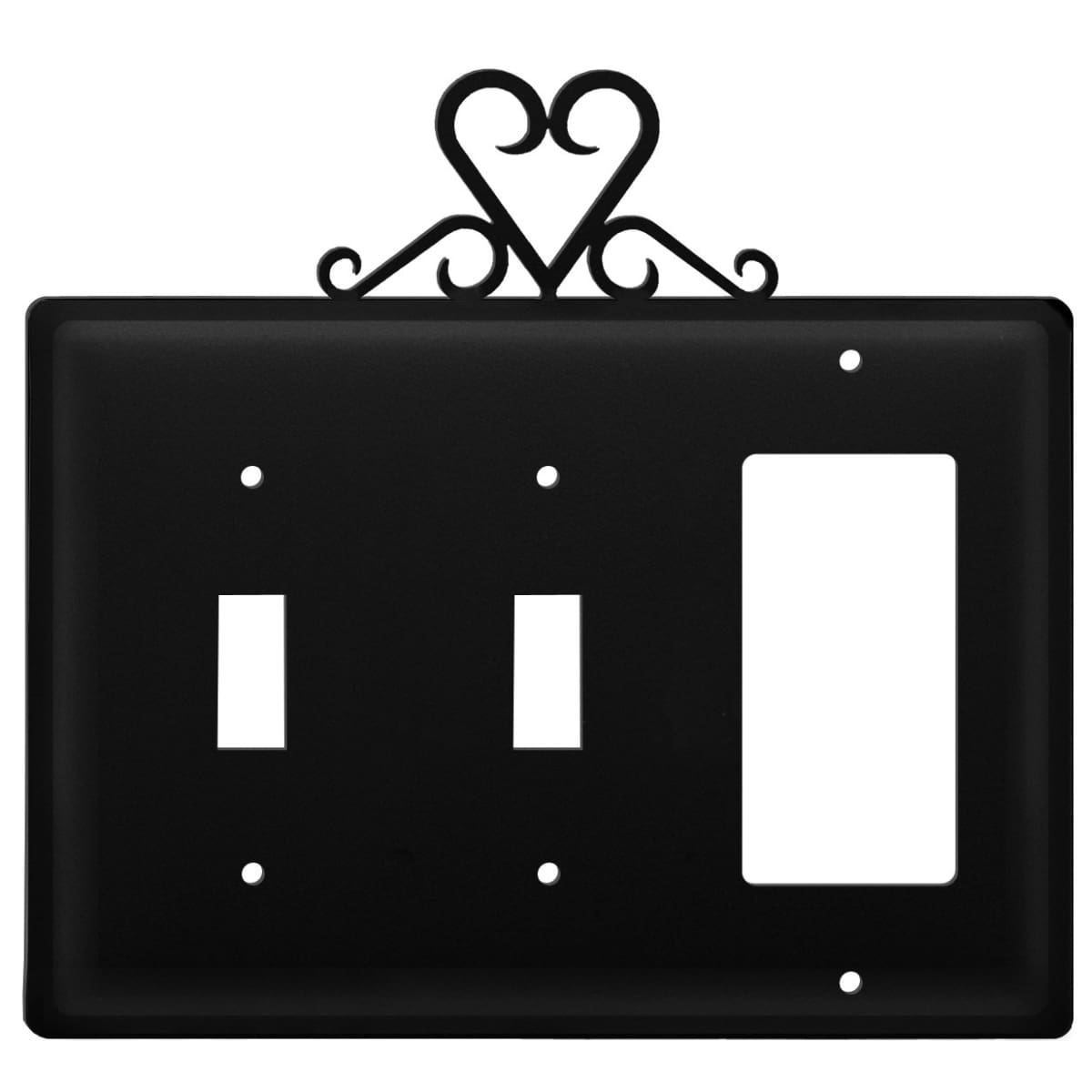 Wrought iron heart double switch and GFCI outlet cover