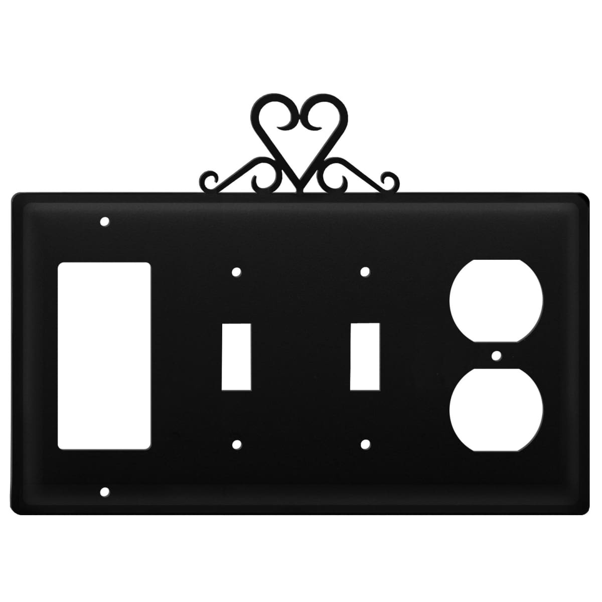 Wrought Iron Heart GFCI Double Switch Outlet Cover
