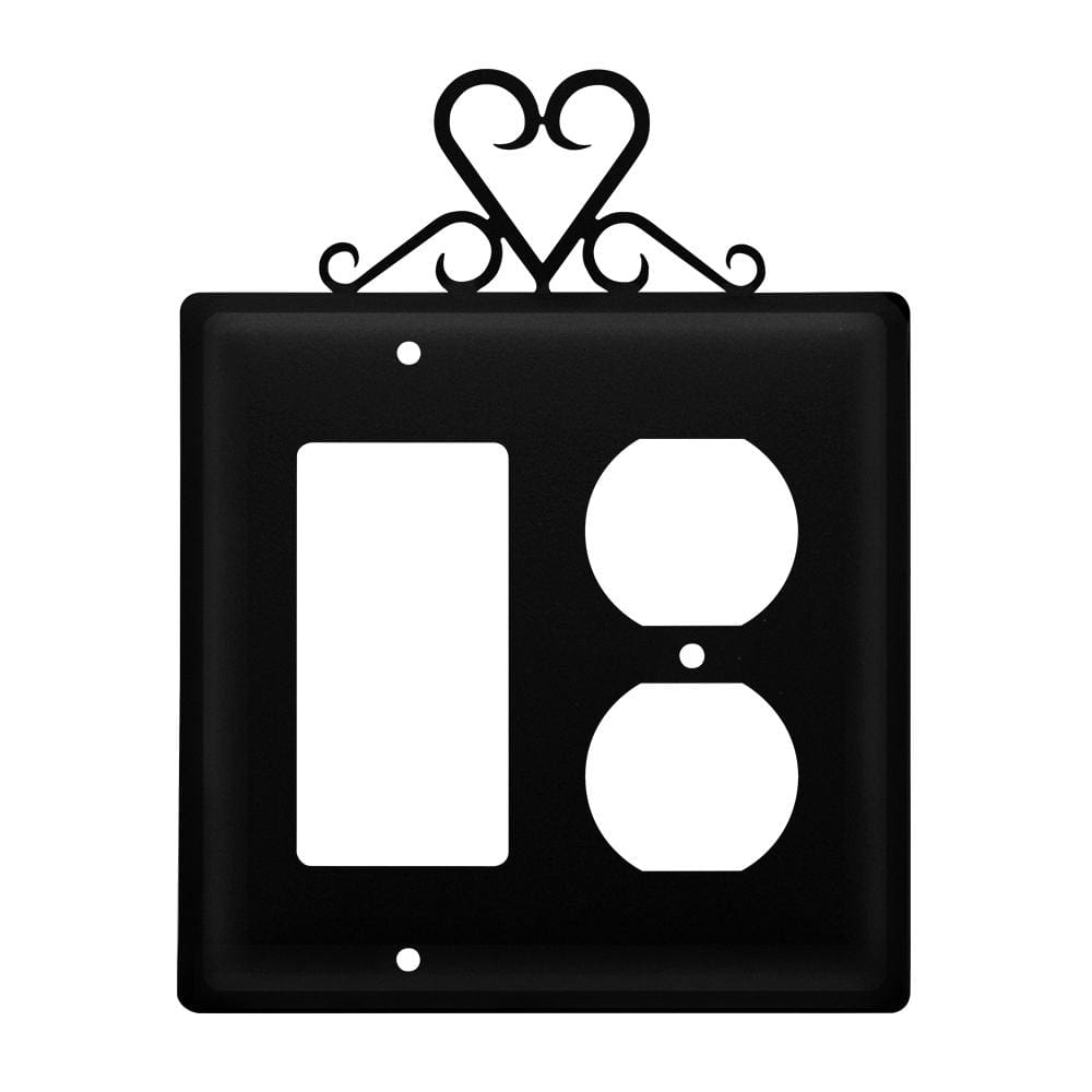 Wrought iron heart GFCI and outlet cover, decorative wall plate.