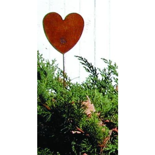 Wrought Iron Heart Rusted Garden Stake 35 Inches garden art garden decor garden ornaments garden