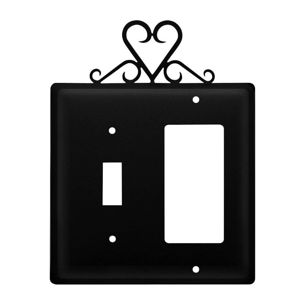 Wrought iron heart single switch and GFCI cover