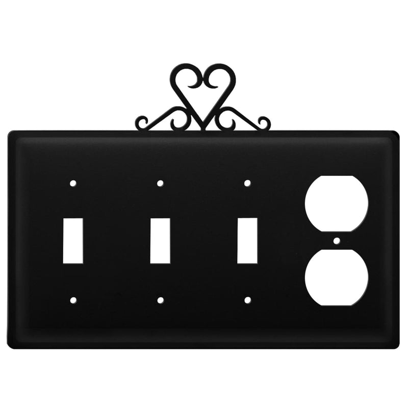 Wrought Iron Heart Triple Switch & Single Outlet new outlet cover Valentines Day Gift Ideas Wrought