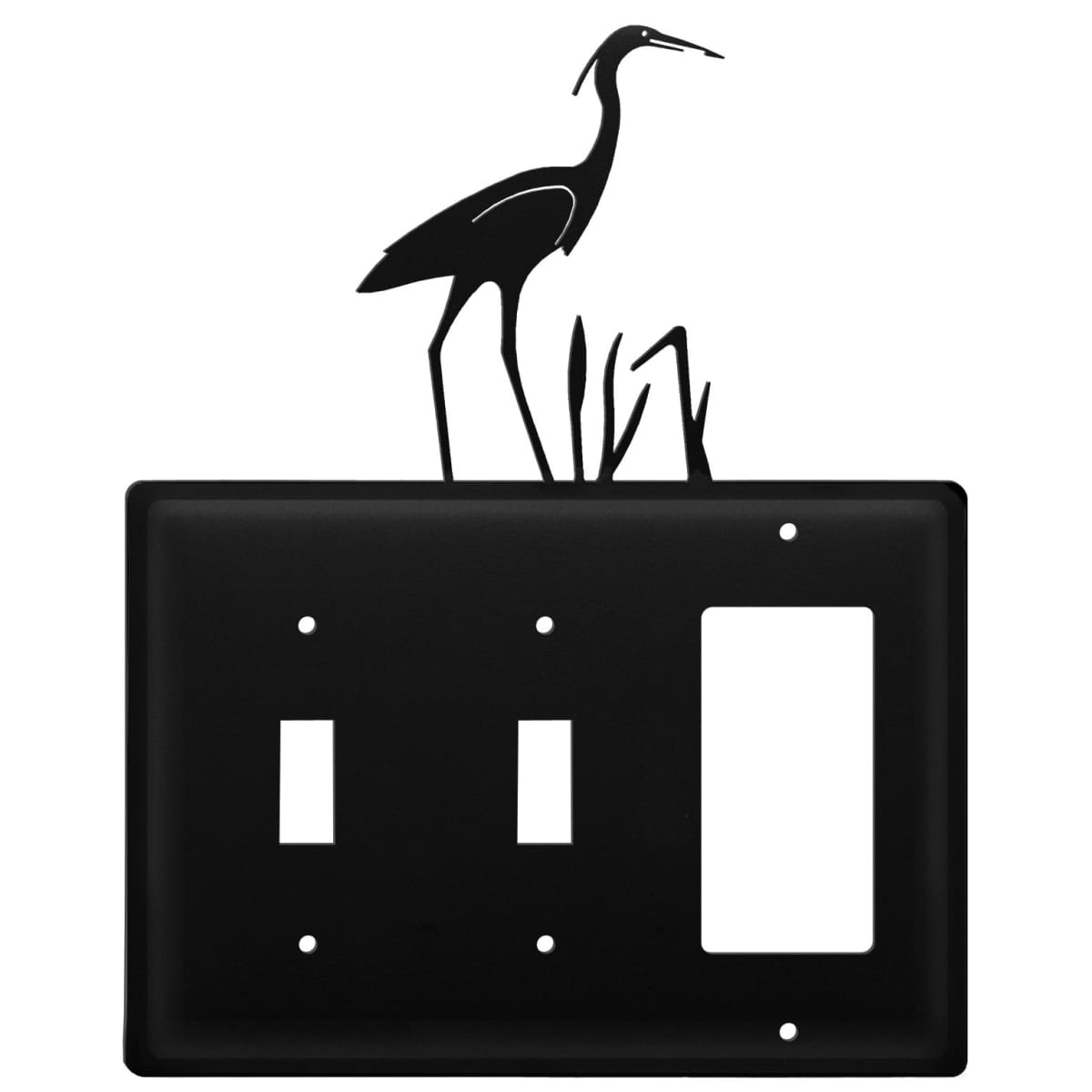 Wrought iron heron double switch and GFCI outlet cover